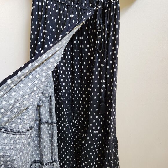 Knox Rose Dress Womens S Black Polka Dot Tiered Wrap Maxi Cottagecore Peasant - Picture 5 of 14